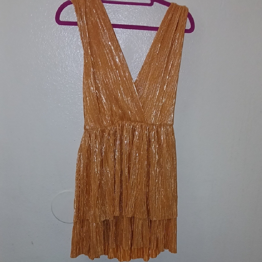 Sabina Musayev Gold Textured Dress NWOT